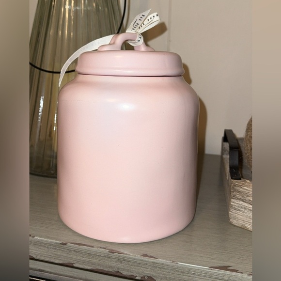 RAE DUNN HTF Ceramic Pink Mom's Snacks Cookie Food Storage 8” Jar w/Lid - Picture 2 of 7